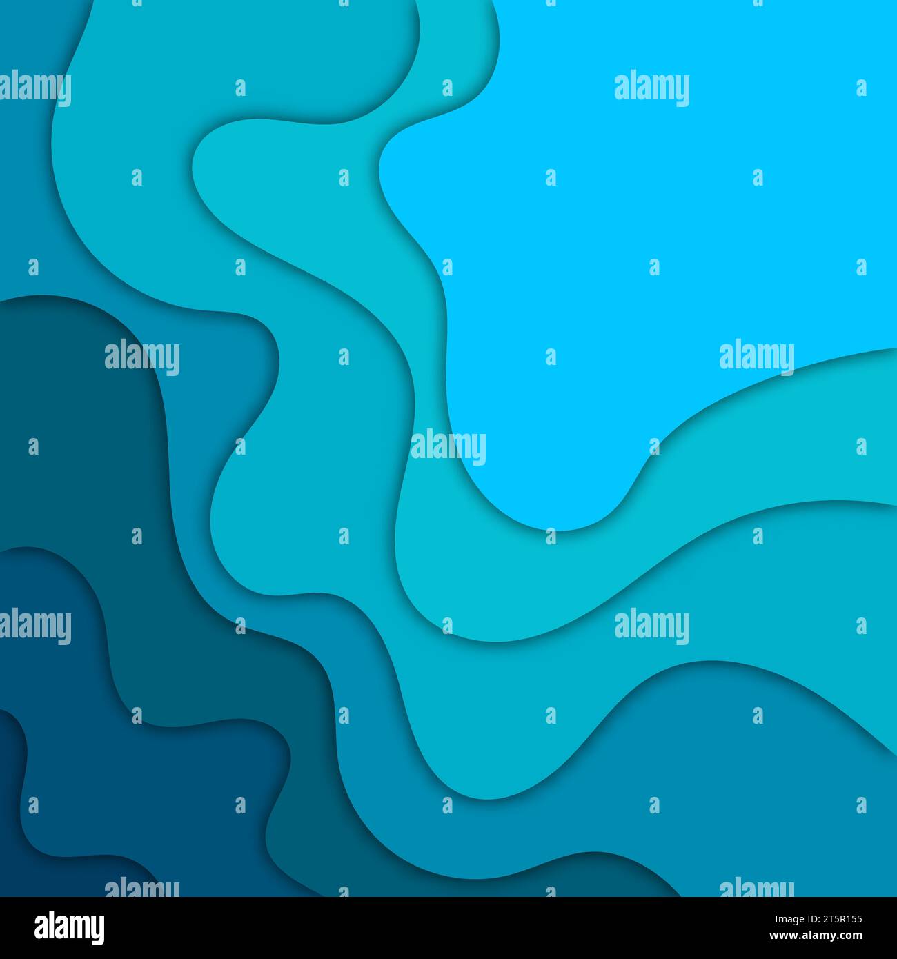 Paper cut Abstract art background 3d layer blue color sea waves, ocean ...