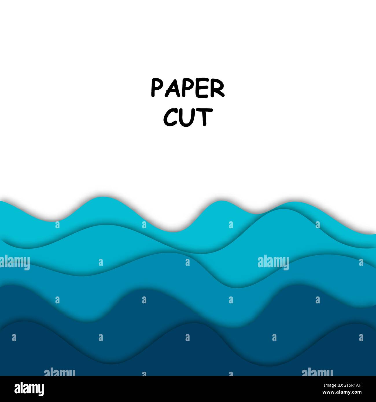 3d abstract blue wave background with paper cut shapes. Layout vector ...