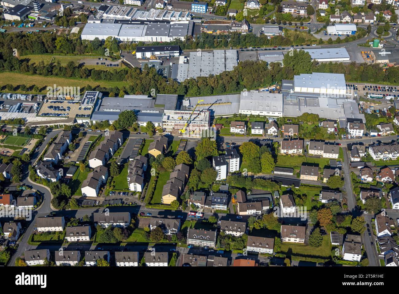 Aerial view, residential and commercial area Ziegelstraße with MVG ...