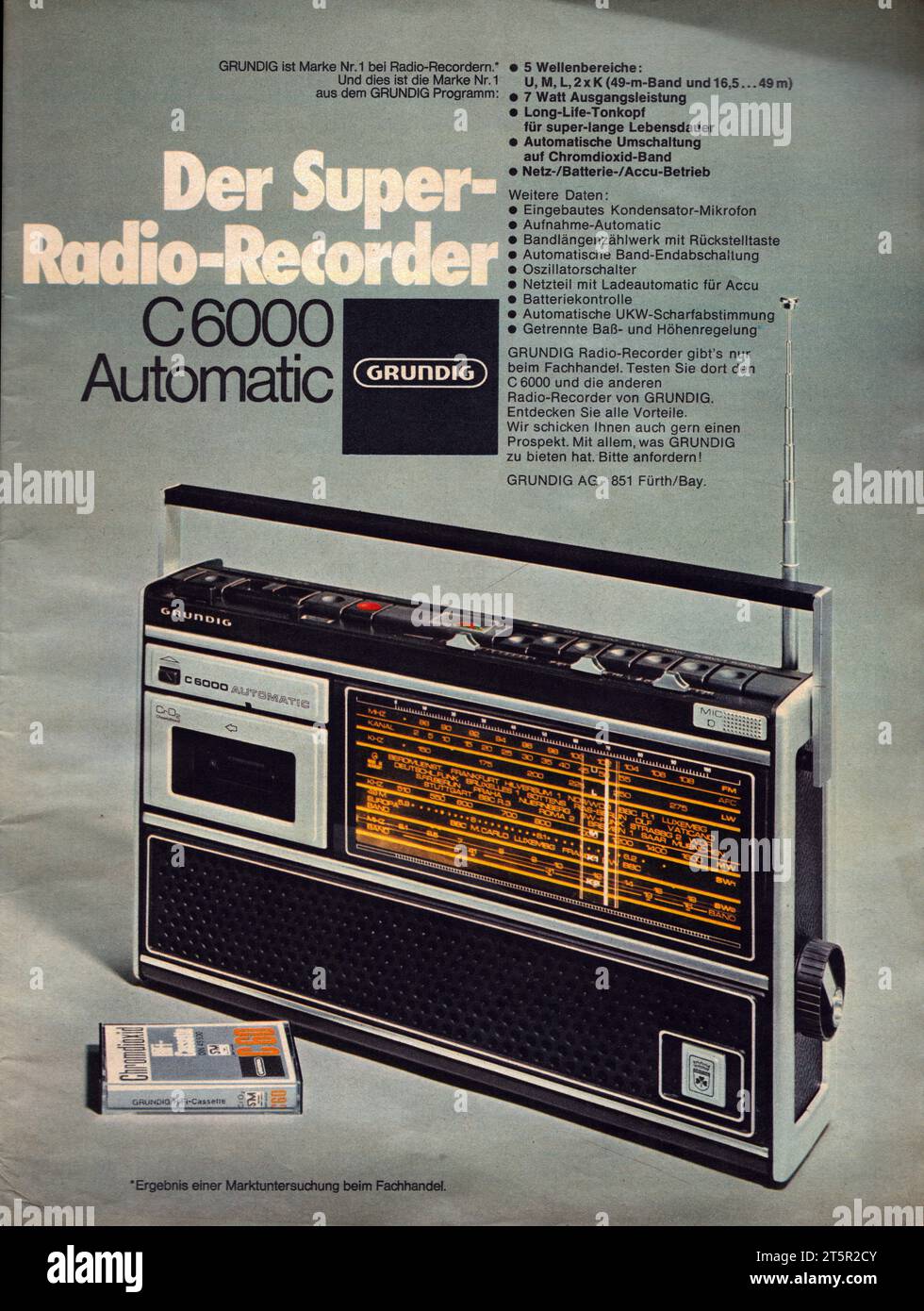 Grundig Radio-Recorder C6000 Automatic German vintage advertisement Grundig commercial 1974 Stock Photo