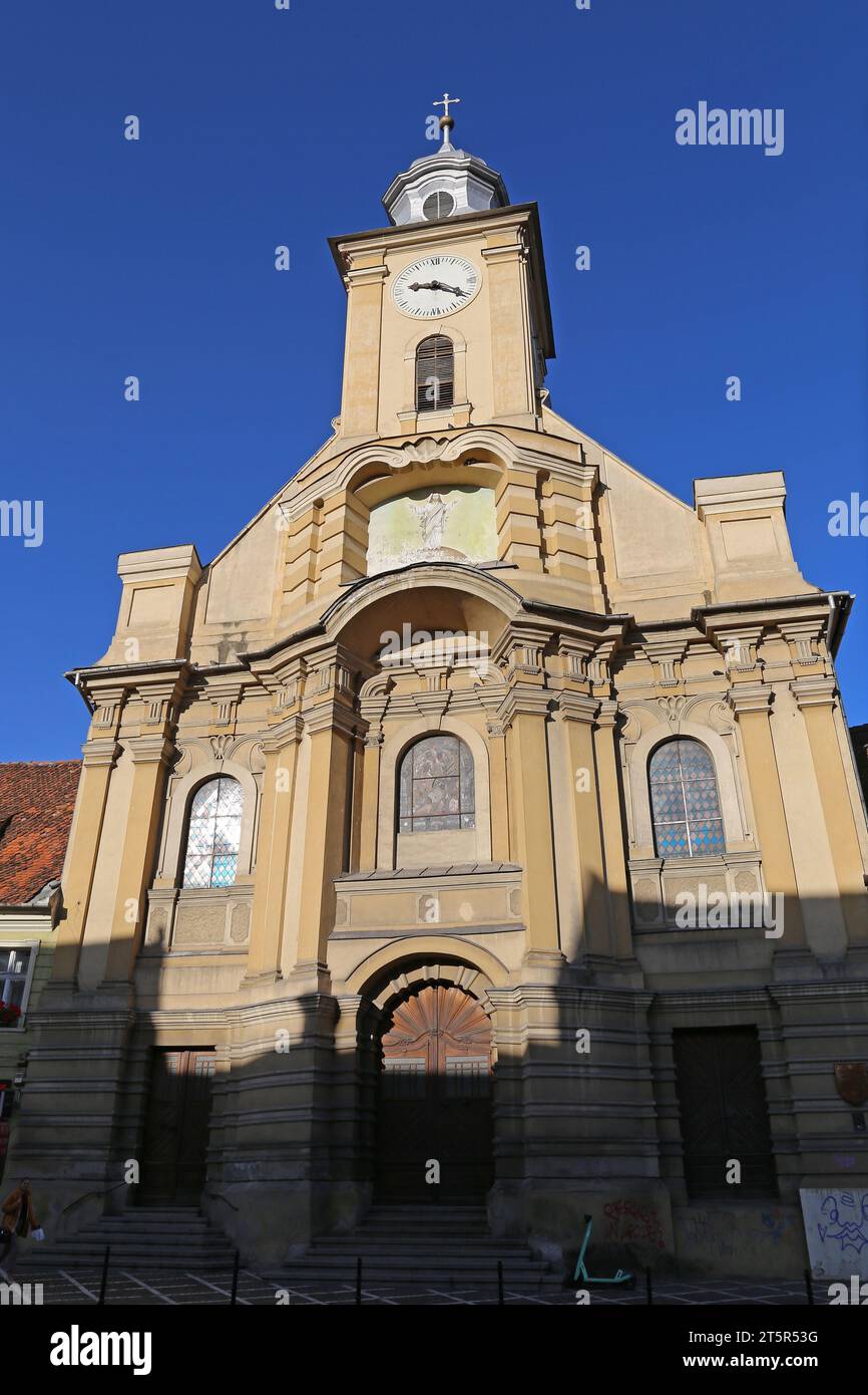 Saints Peter and Paul Roman Catholic Church, Strada Mureșenilor, Old Town, Braşov, Braşov County, Transylvania, Romania, Europe Stock Photo