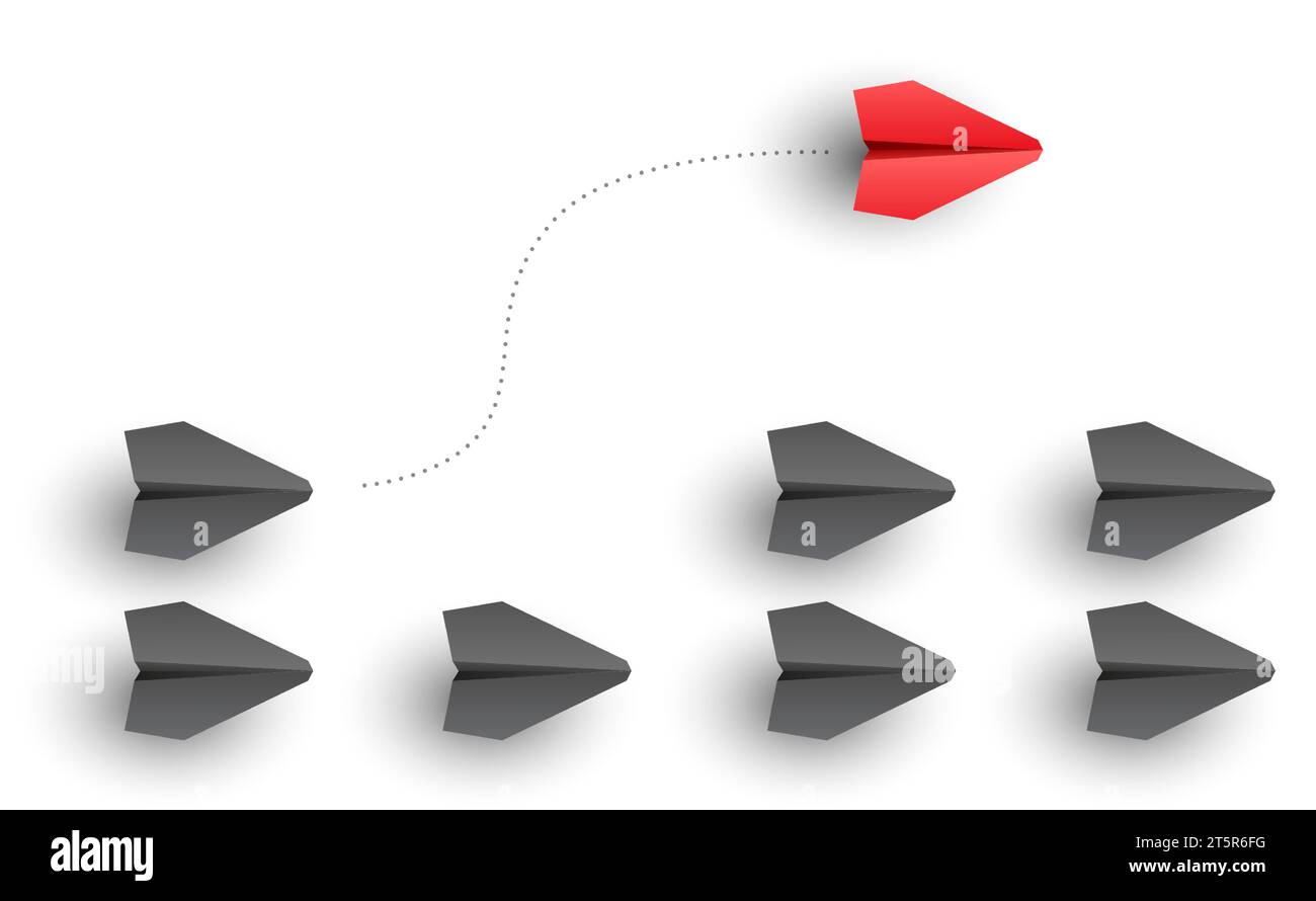 Individuality concept. Individual and unique leader red paper plane ...