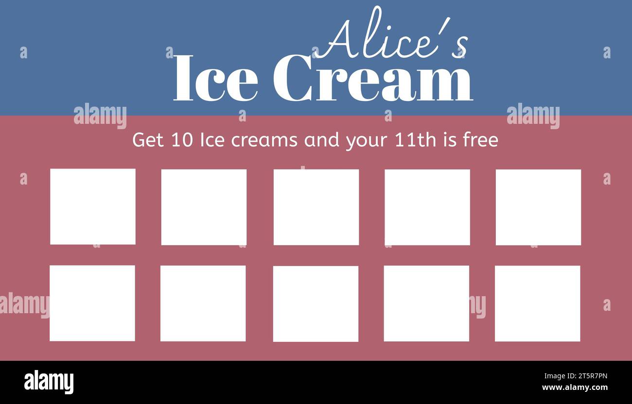 Illustration of alice's ice cream, get 10 ice creams and your 11th is