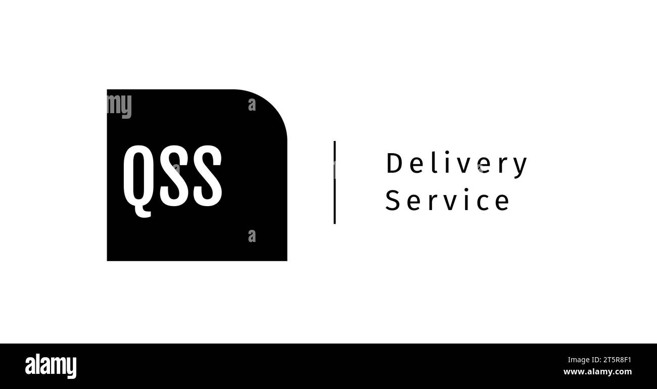 Illustration of qss and delivery service text against white background