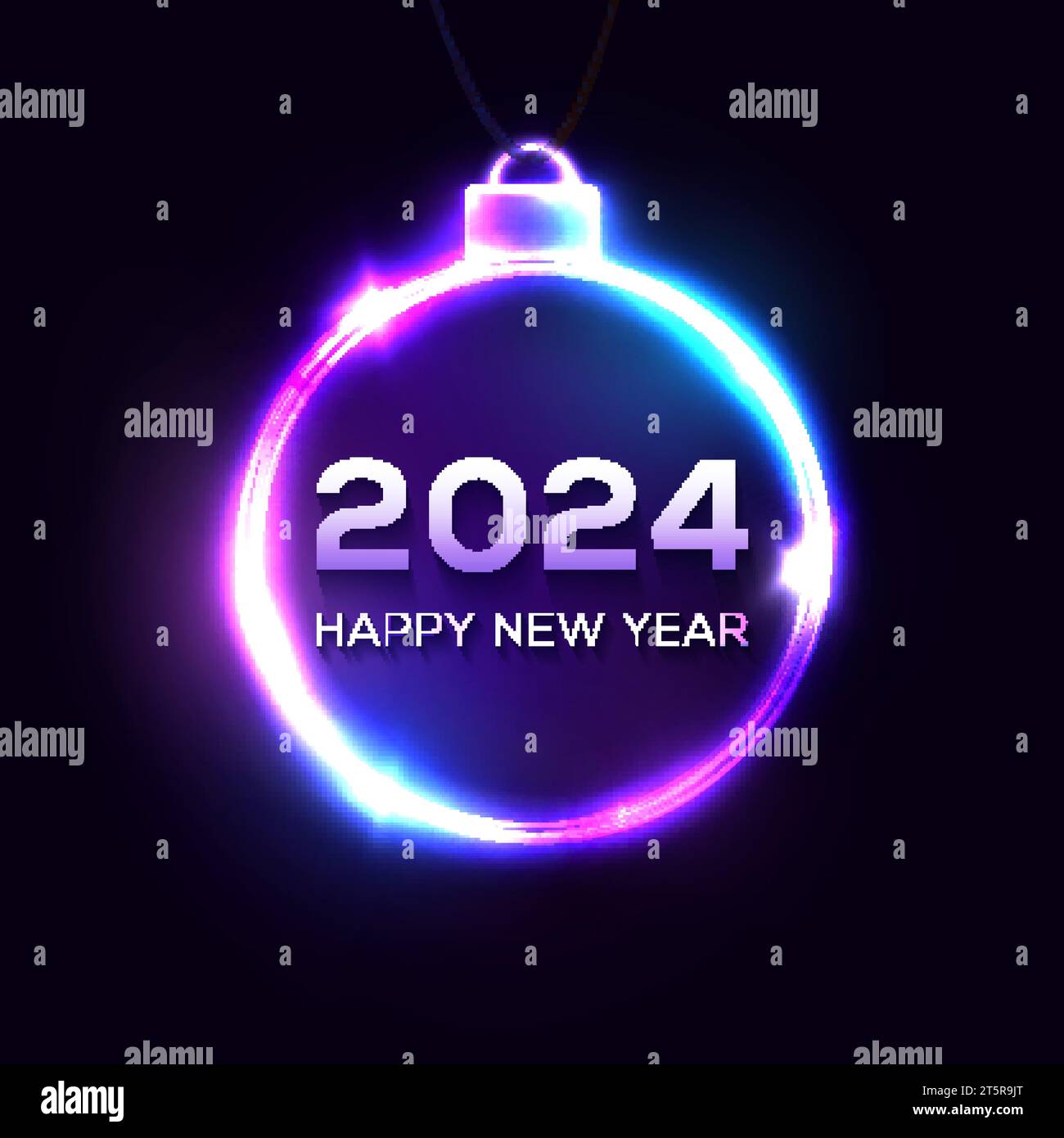 Happy New Year 2024 neon glowing card Stock Vector Image & Art - Alamy