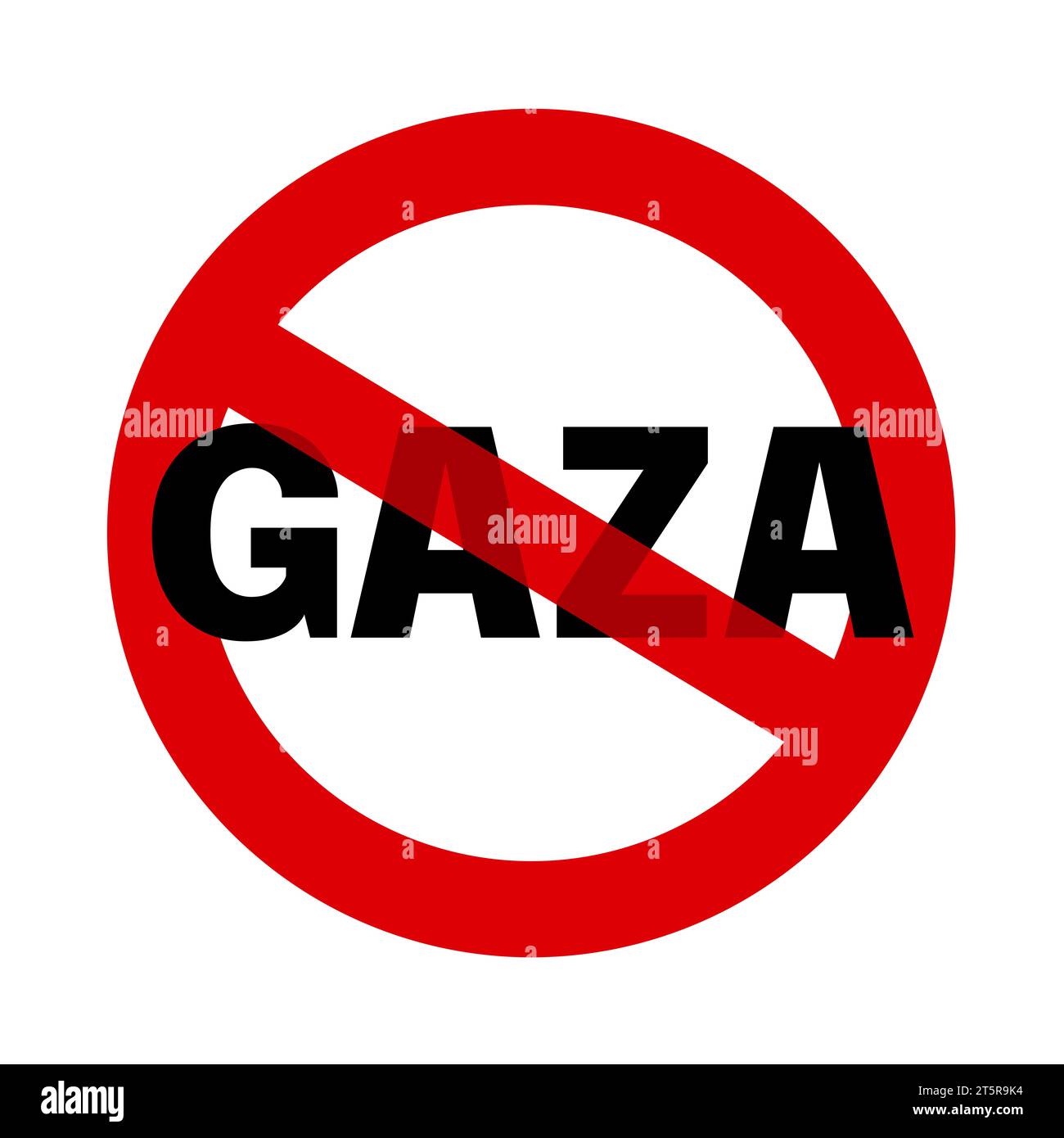 Gaza being crossed out - destruction, ruin and devastation of palestinian territory. Vector illustration isolated on white. Stock Photo