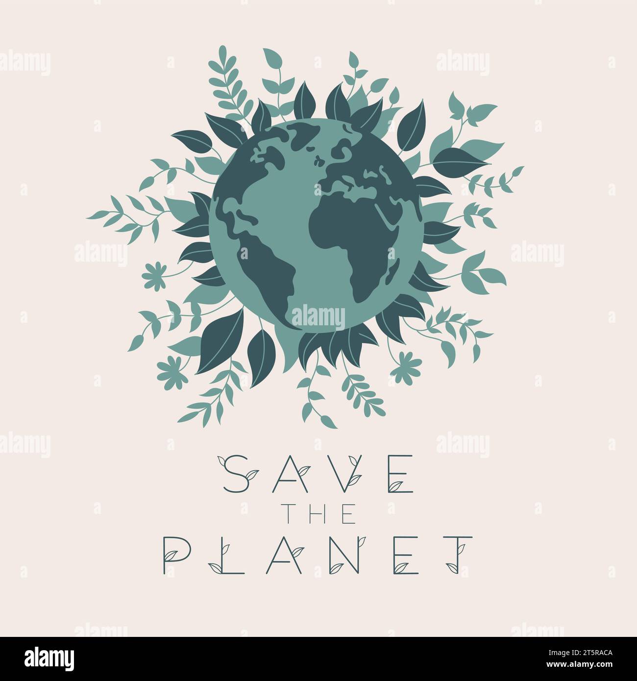 This flat art vector illustration feature Planet Earth. Stock Vector