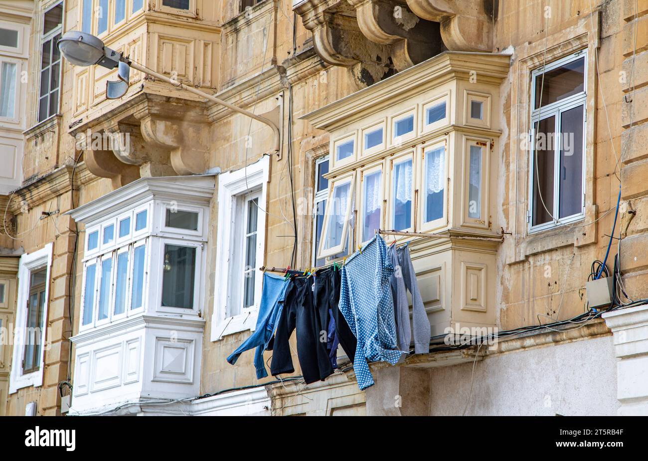 clothsline poetry, Valletta, Malta Stock Photo