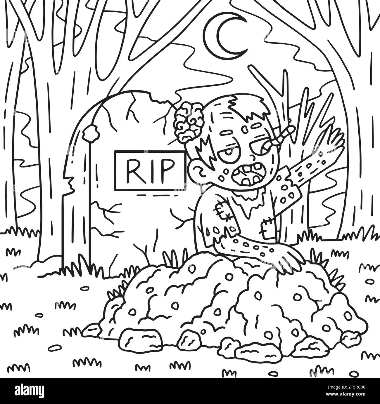 Zombie Rising from the Grave Coloring Pages Stock Vector Image & Art ...