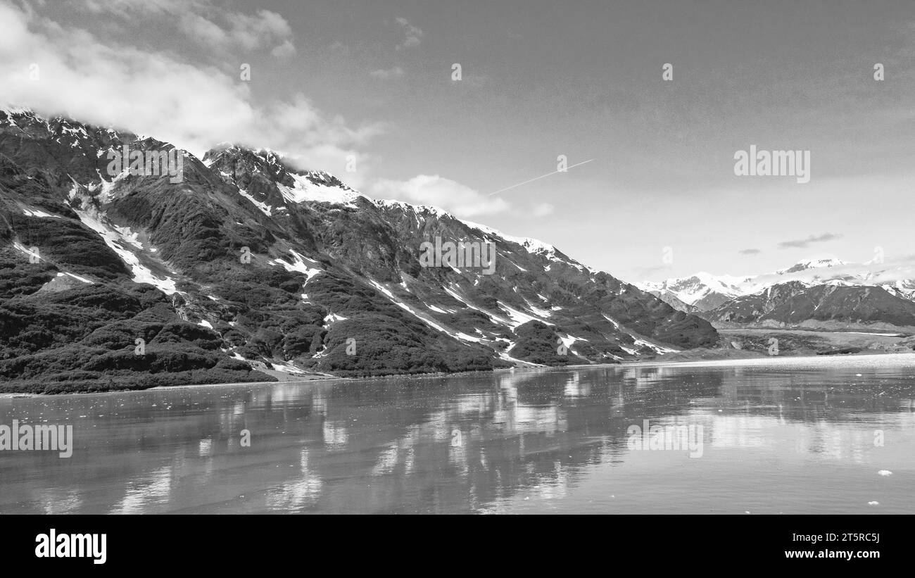 Glacier bay picturesque nature. Mountain coast natural landscape. Hubbard Glacier nature Stock Photo