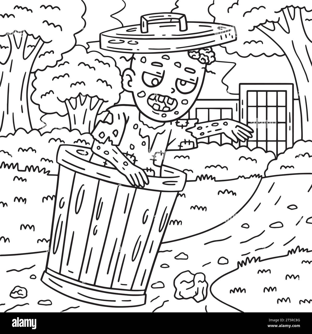 Trash Can Zombie Coloring Pages for Kids Stock Vector Image & Art Alamy