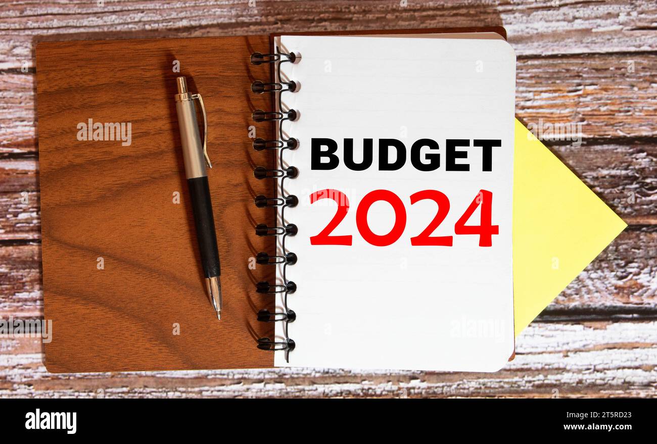BUDGET 2024 text with calculator on the table, financial concept budget