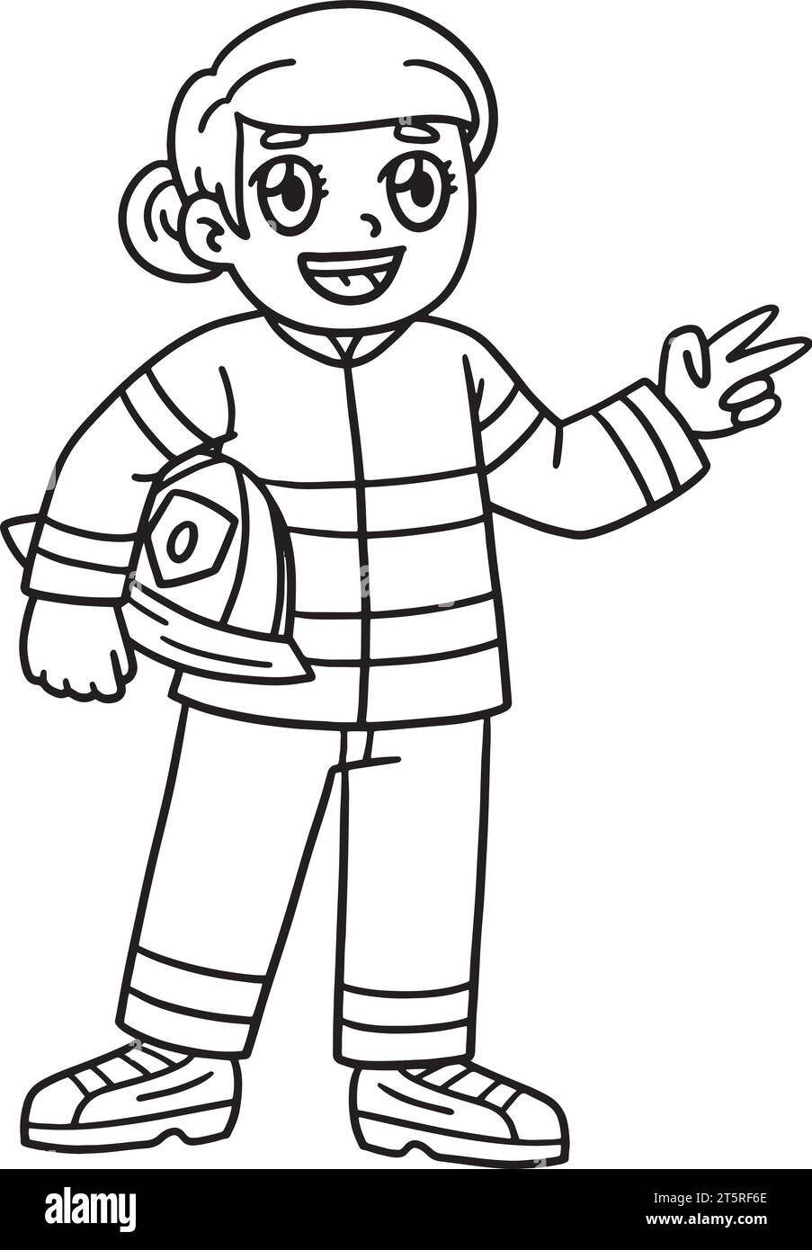Firefighter Woman Isolated Coloring Page for Kids Stock Vector Image ...