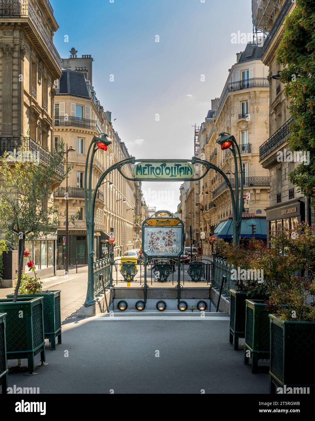 Paris, France - May 28, 2023: Metro station with traditional Art Nouveau decoration in Paris Stock Photo