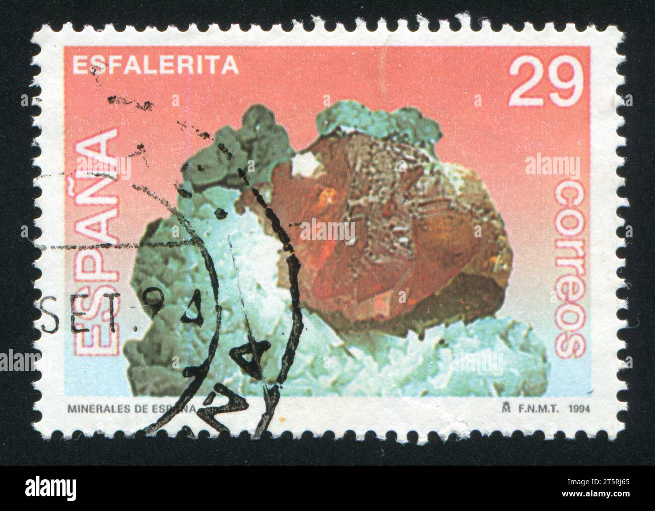 SPAIN - CIRCA 1994: stamp printed by Spain, shows Sphalerite, circa 1994 Stock Photo