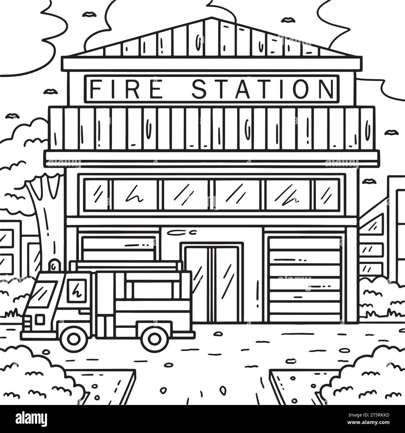 Firefighter Station Coloring Page for Kids Stock Vector Image & Art Alamy