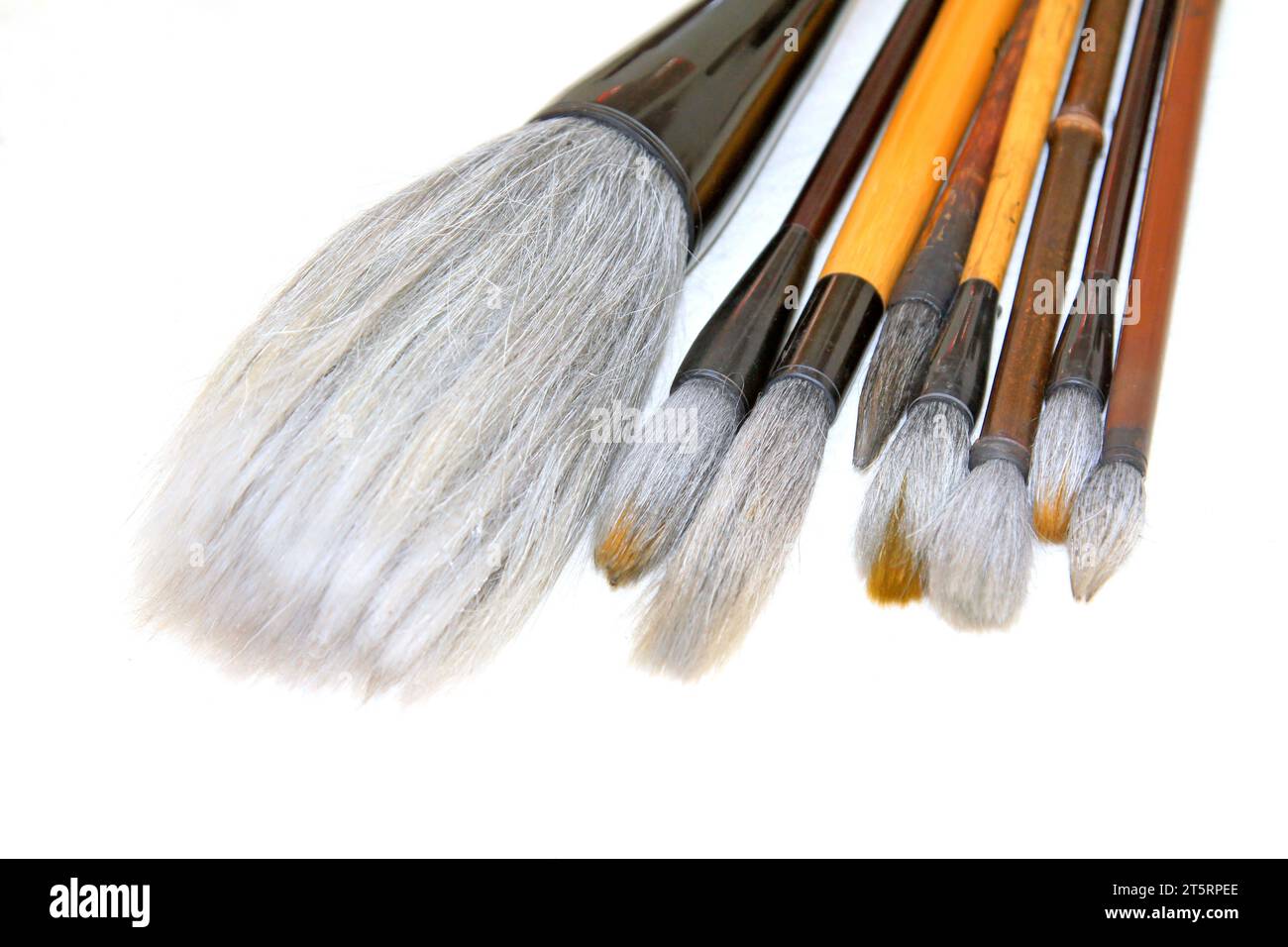 Chinese stationery writing brush in a white background, closeup of