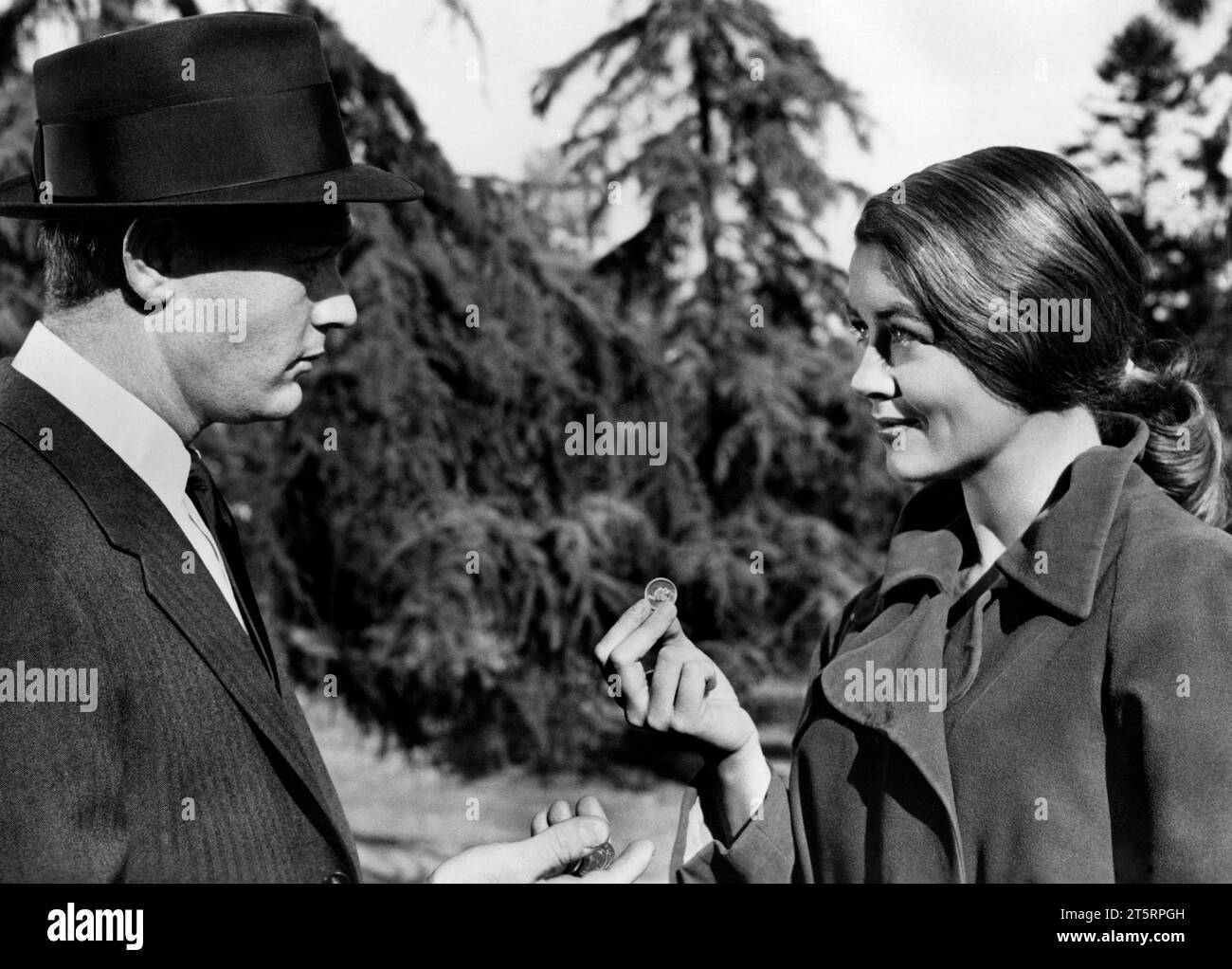 Martin Milner, Dorothy Malone, on-set of the film, 'Too Much, Too Soon', Warner Bros., 1958 Stock Photo