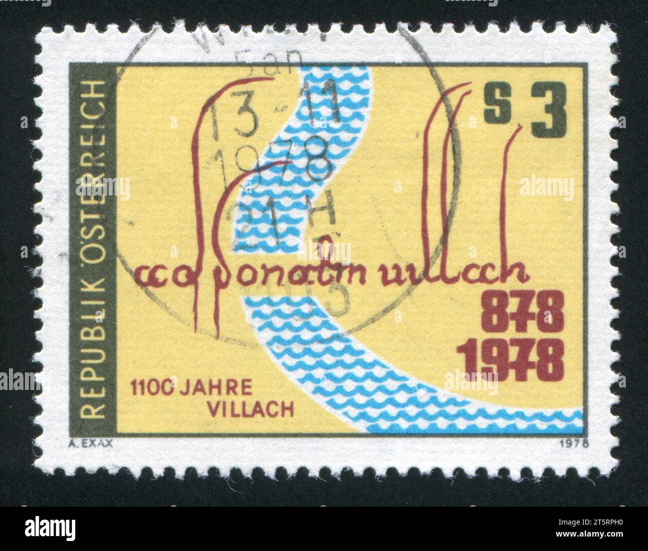 AUSTRIA - CIRCA 1978: stamp printed by Austria, shows First Documentary Reference to Villach, circa 1978 Stock Photo