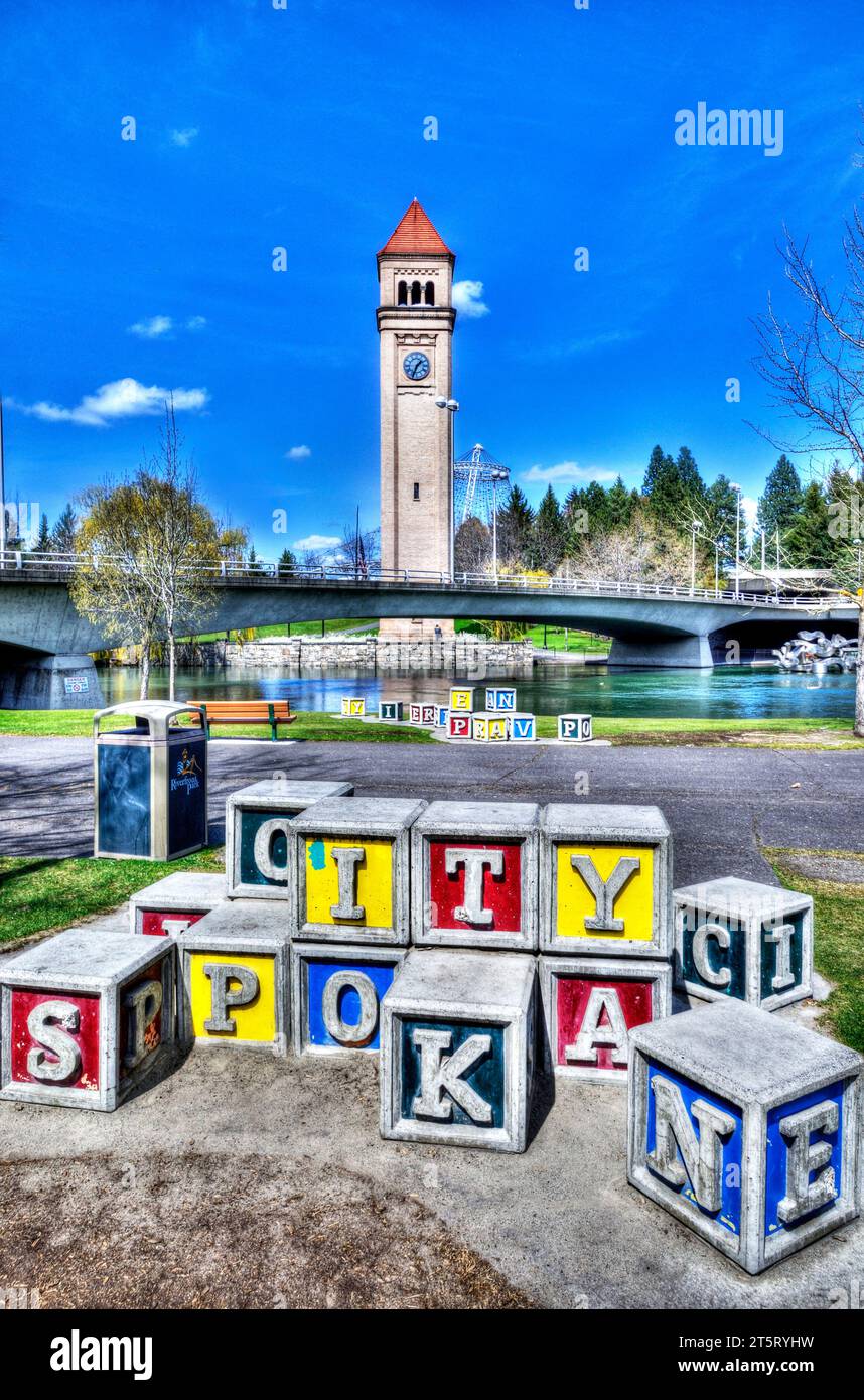 The Blocks at Riverfront Park, Spokane, Washington, USA Stock Photo
