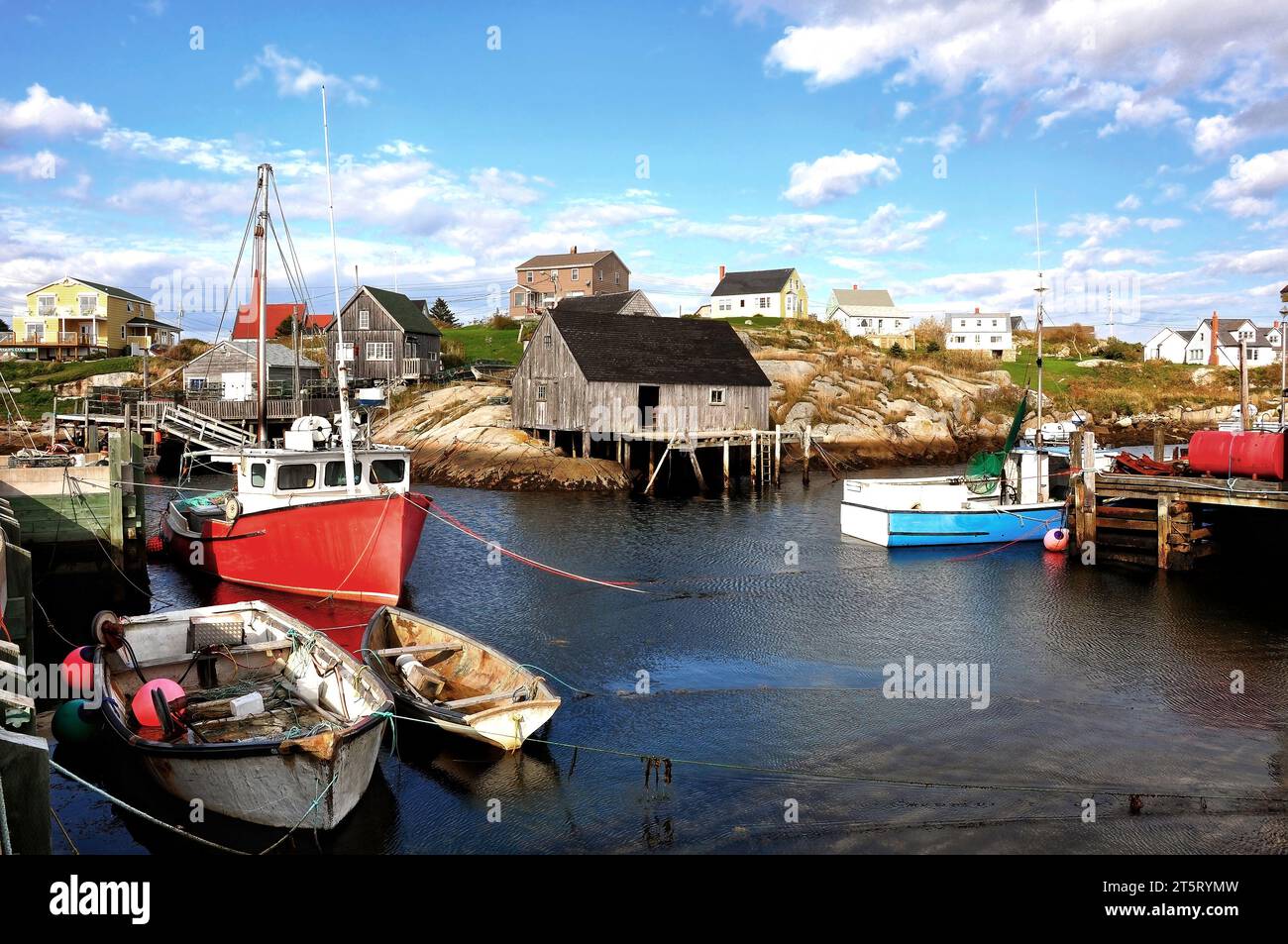 The fishing Village of Peggy's Cove, Nova Scotia, not far from Halifax, is a very popular tourist attraction for sight seeing Stock Photo