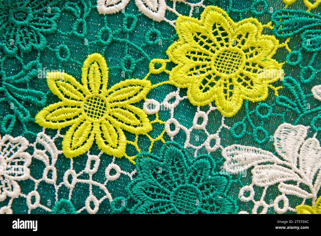 embroidery on the cloth, closeup of photo Stock Photo