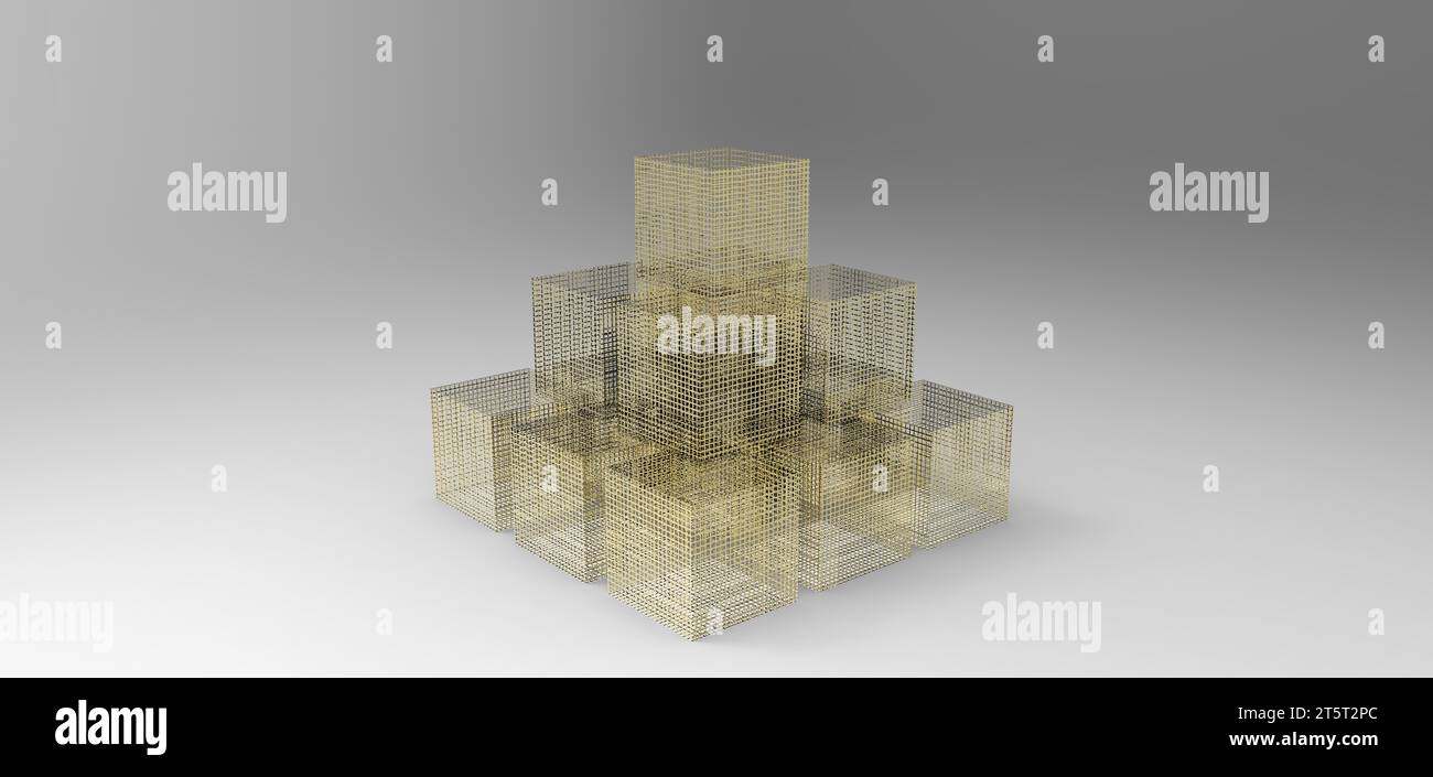 cube stacked rendering in gray background, computer generated images ...