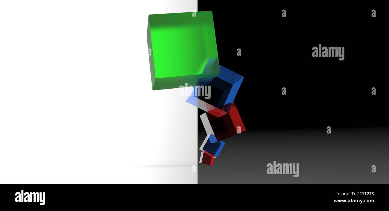 cube stacked rendering, computer generated images Stock Photo