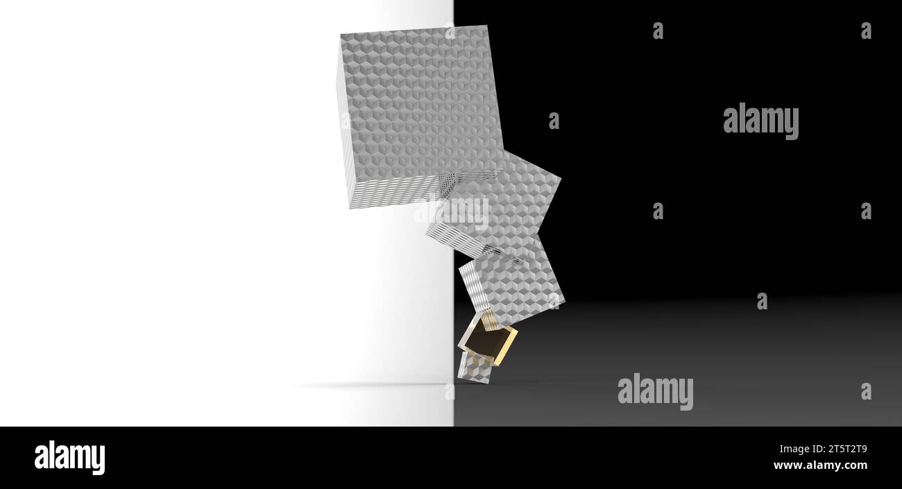 cube stacked rendering, computer generated images Stock Photo