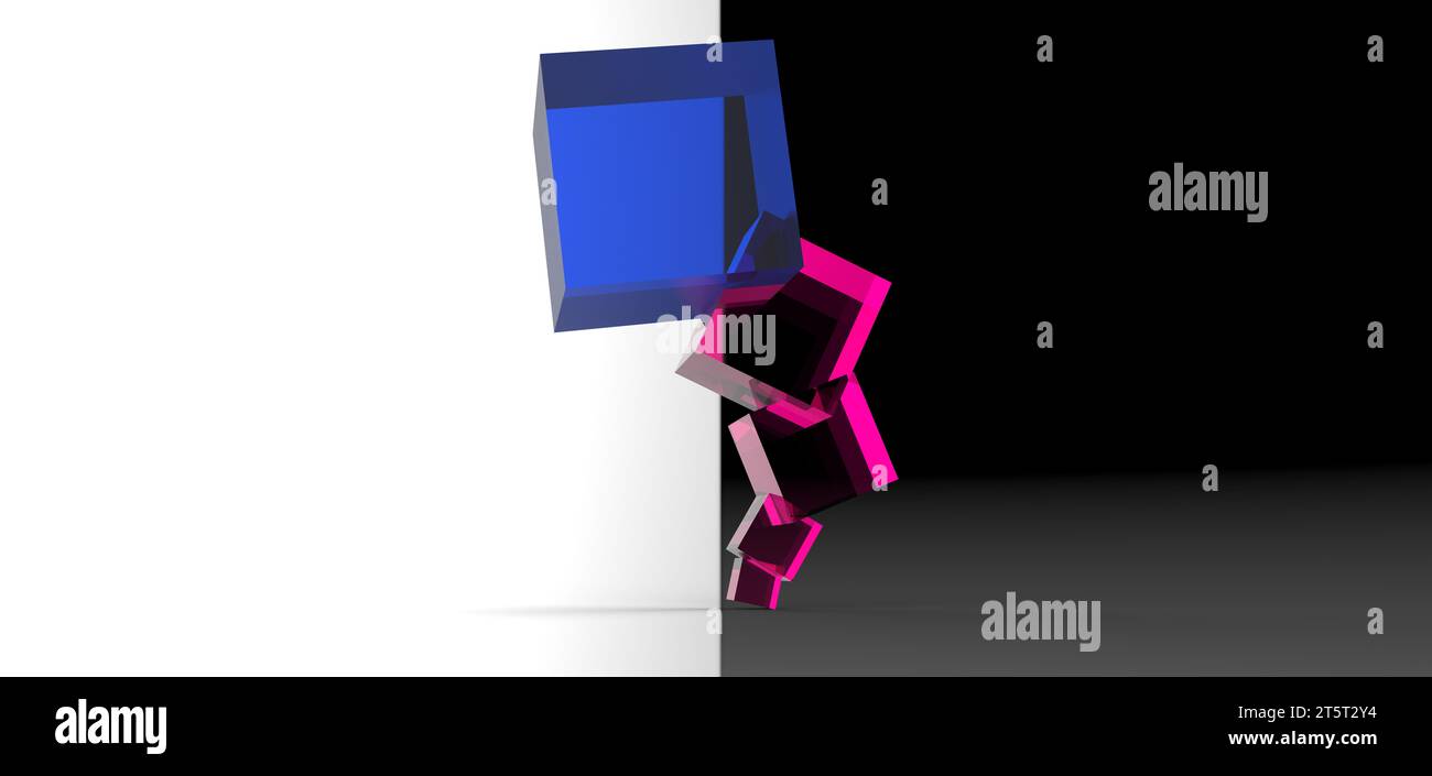 cube stacked rendering, computer generated images Stock Photo