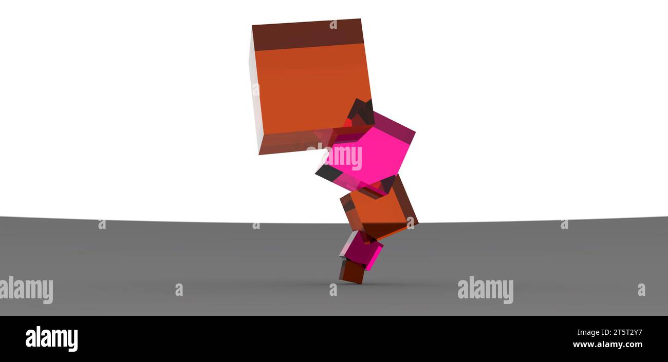 cube stacked rendering, computer generated images Stock Photo