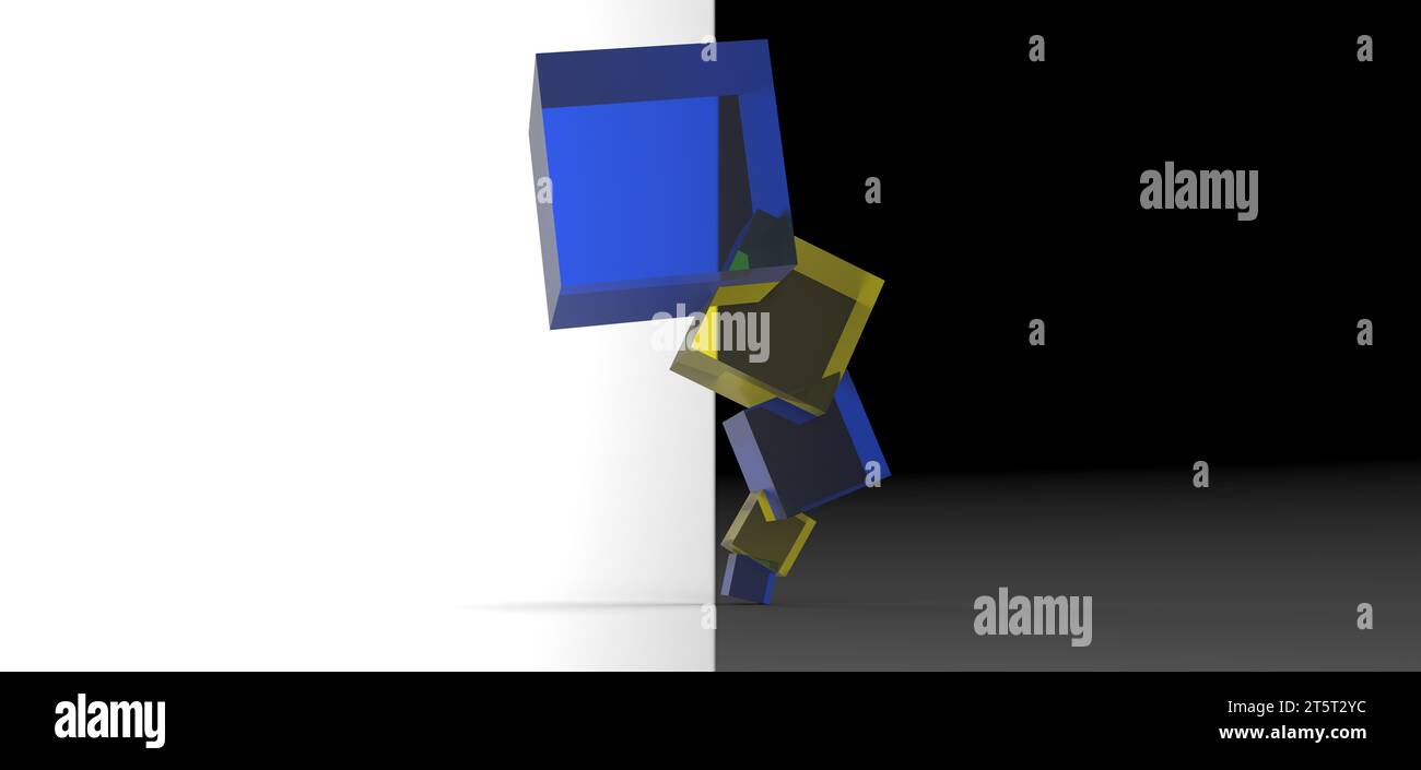 cube stacked rendering, computer generated images Stock Photo