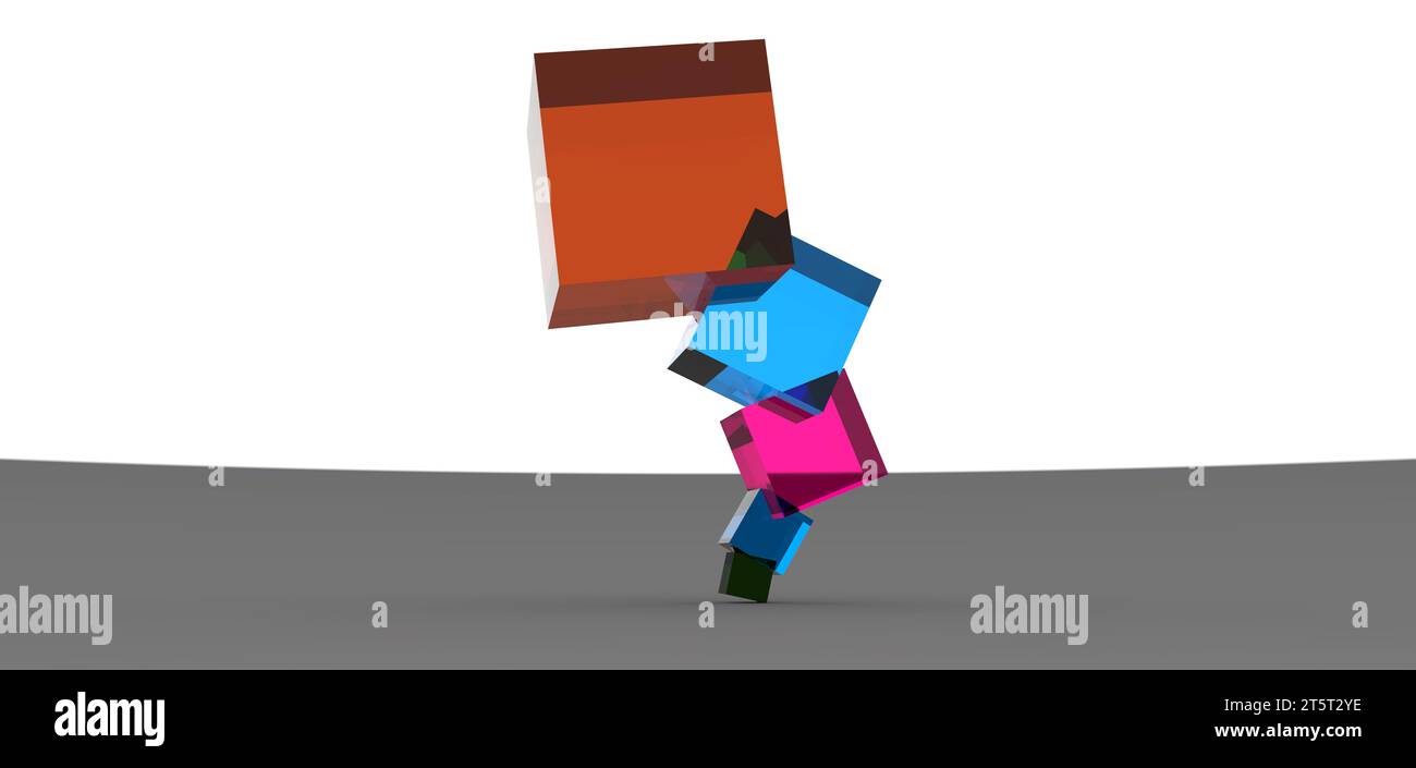 cube stacked rendering, computer generated images Stock Photo