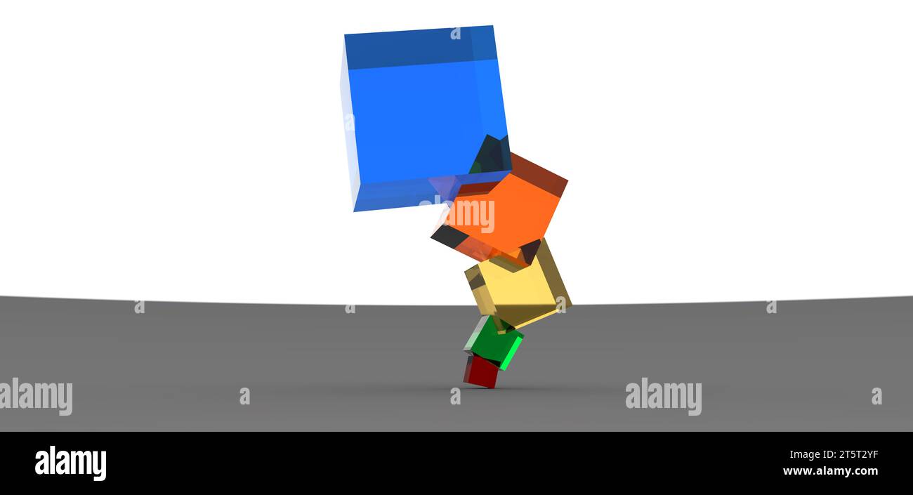 cube stacked rendering, computer generated images Stock Photo