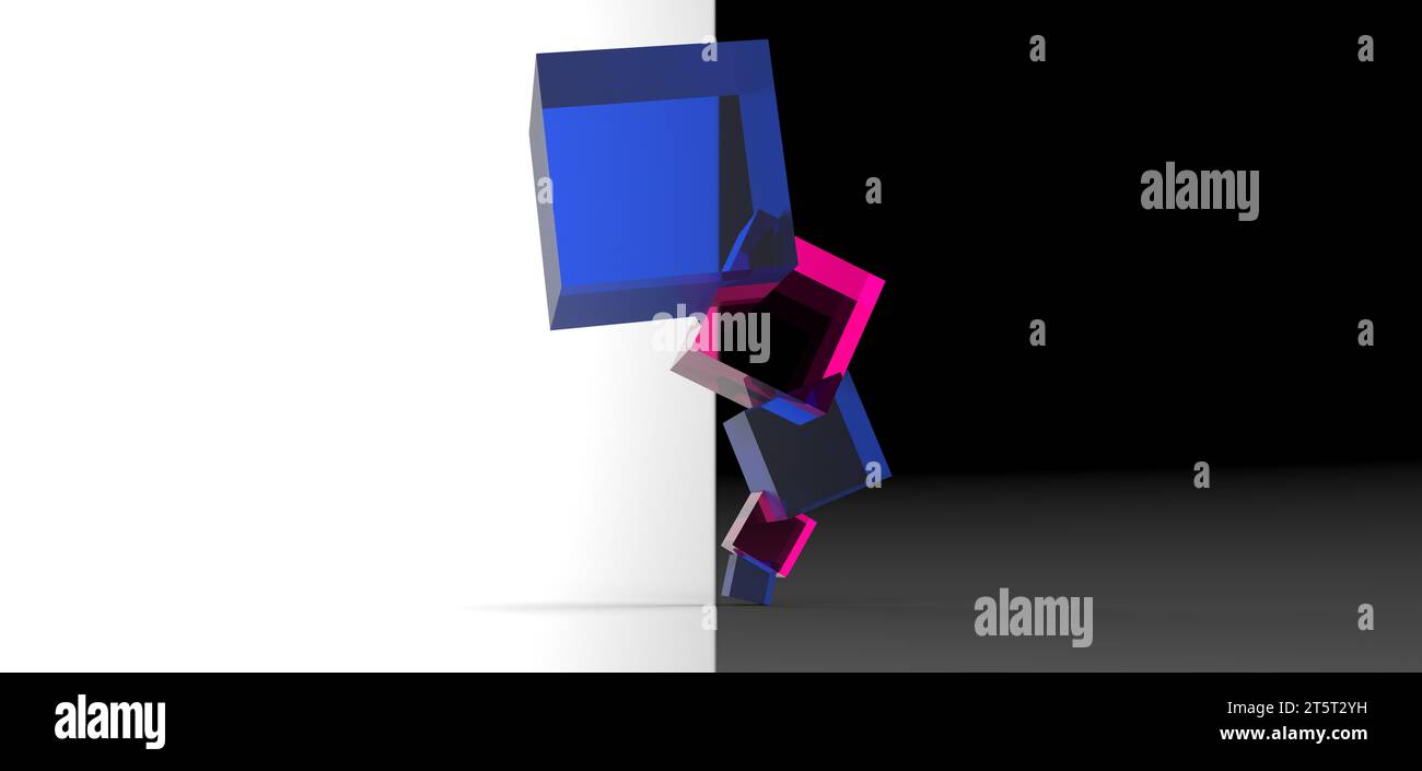 cube stacked rendering, computer generated images Stock Photo