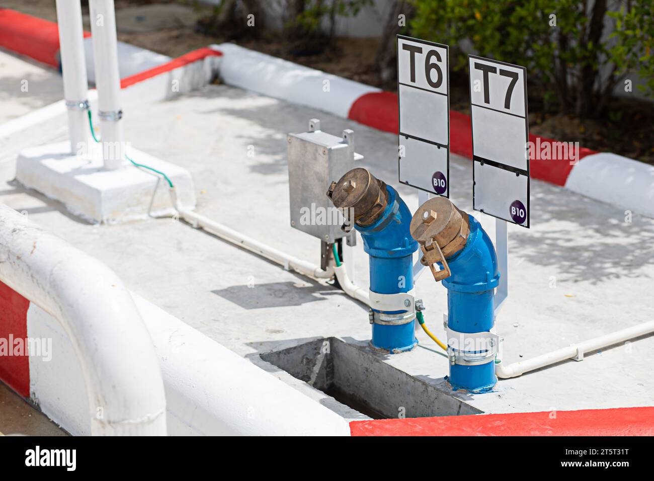 Fuel line connection point at the refueling station Stock Photo Alamy