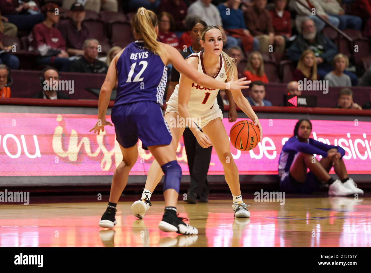 November 6, 2023 Virginia Tech Hokies guard Carleigh Wenzel (1) looks