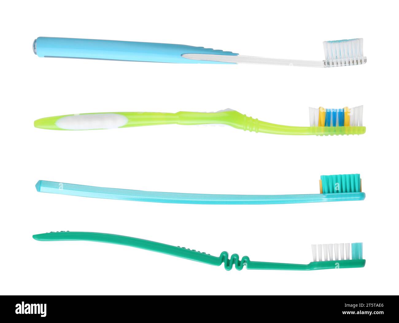 Set of different colorful toothbrushes on white background Stock Photo ...