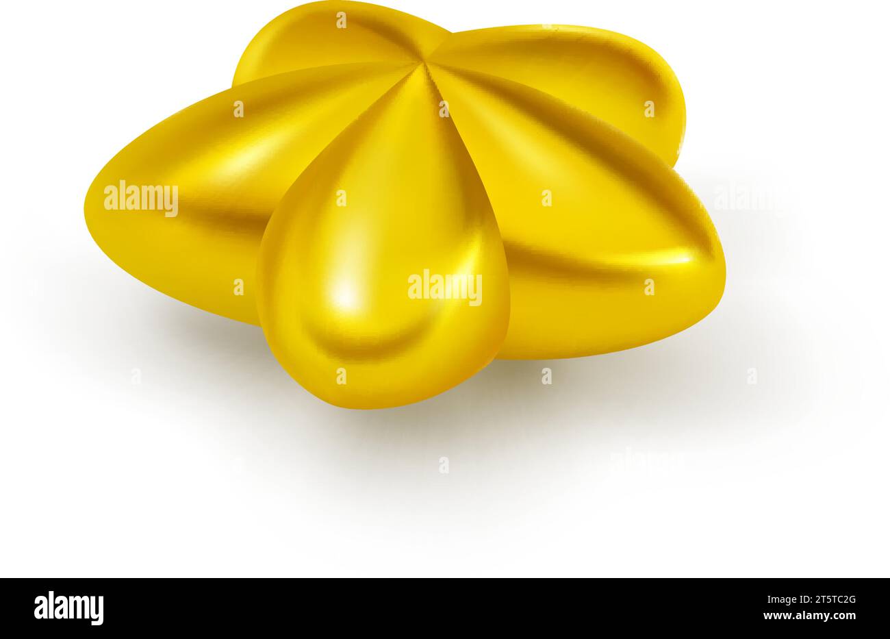 Gold star reclining on a white background with a shadow. Home decoration for christmas Stock Vector