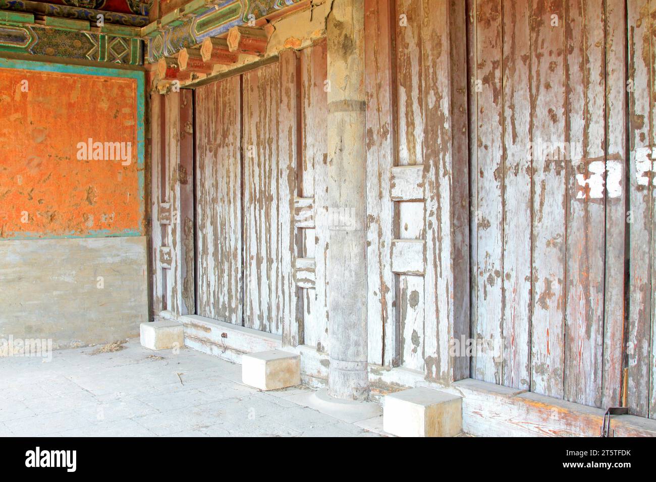 ancient Chinese traditional architectural style wooden door, closeup of ...