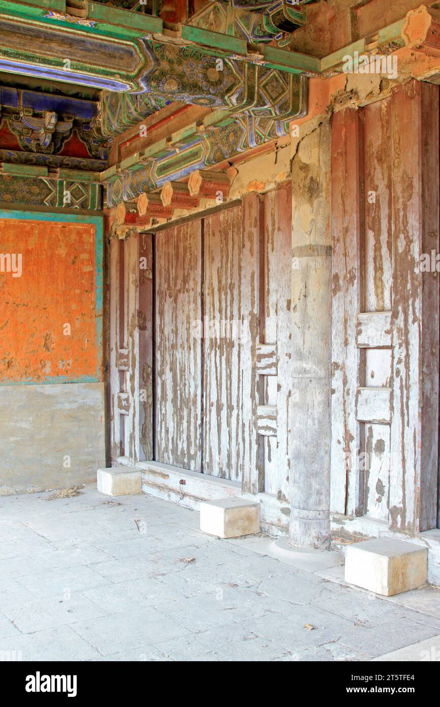 ancient Chinese traditional architectural style wooden door, closeup of ...