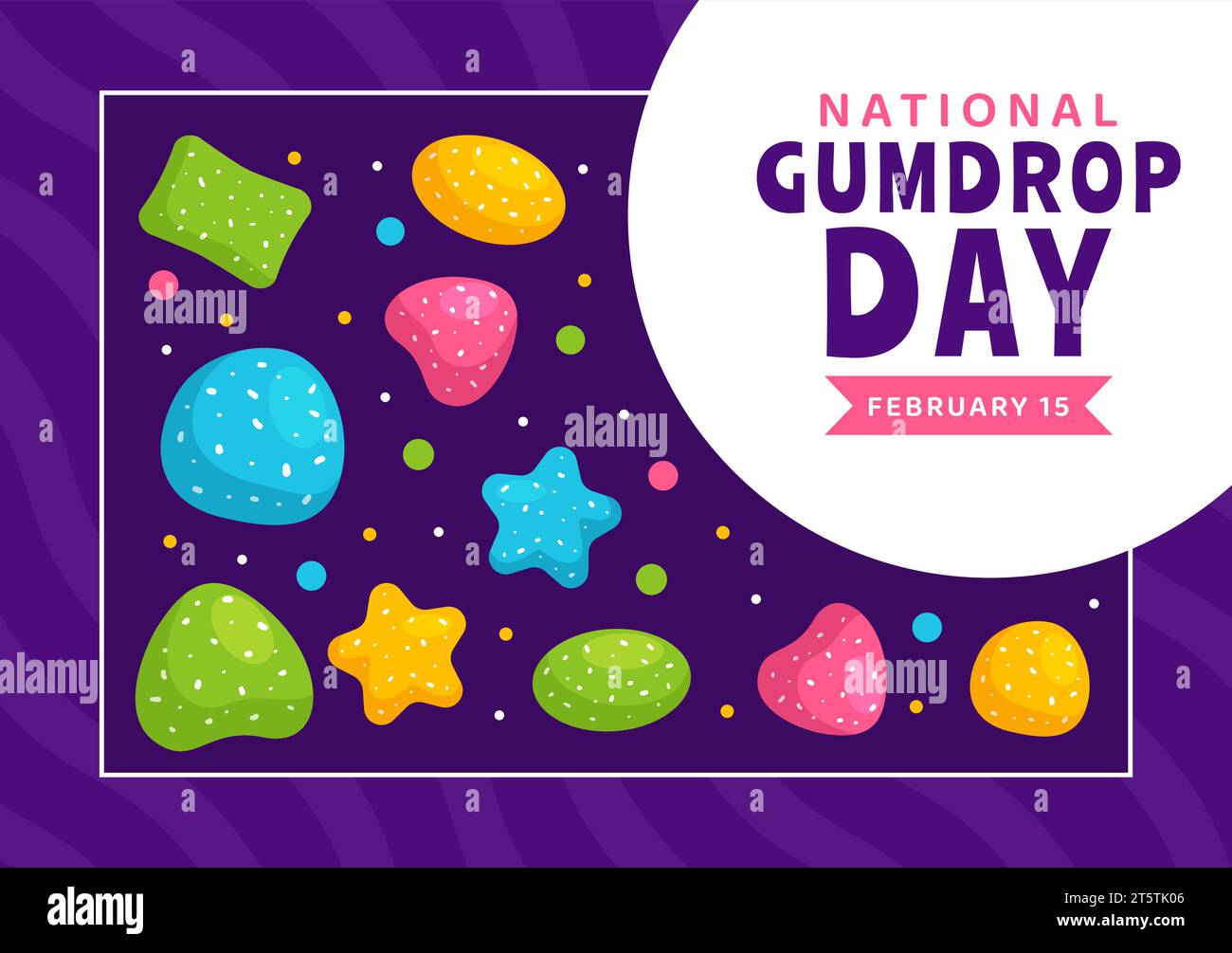 National Gumdrop Day Vector Illustration on February 15 with Delicious Candies Brightly Colored Dome Shaped in Flat Cartoon Background Stock Vector