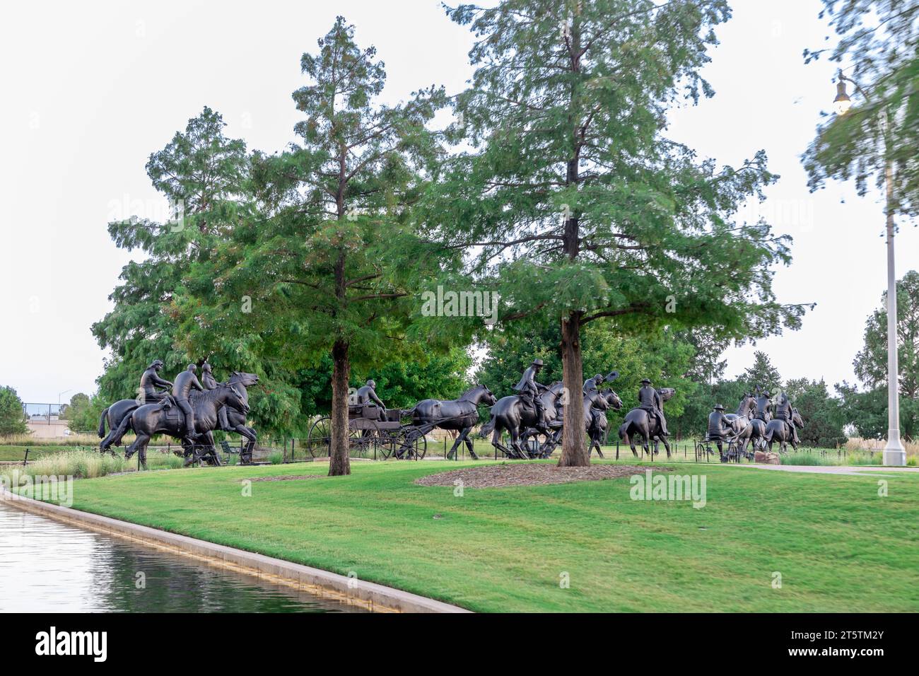 Oklahoma City, USA October 25th, 2023 Monument of Land Run of 1889, a significant event in