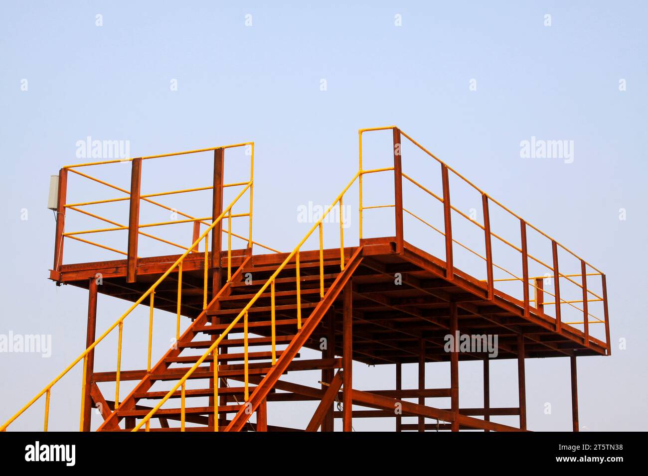 Three Side Railing Platform Platform stairs and railings Stock Photo - Alamy