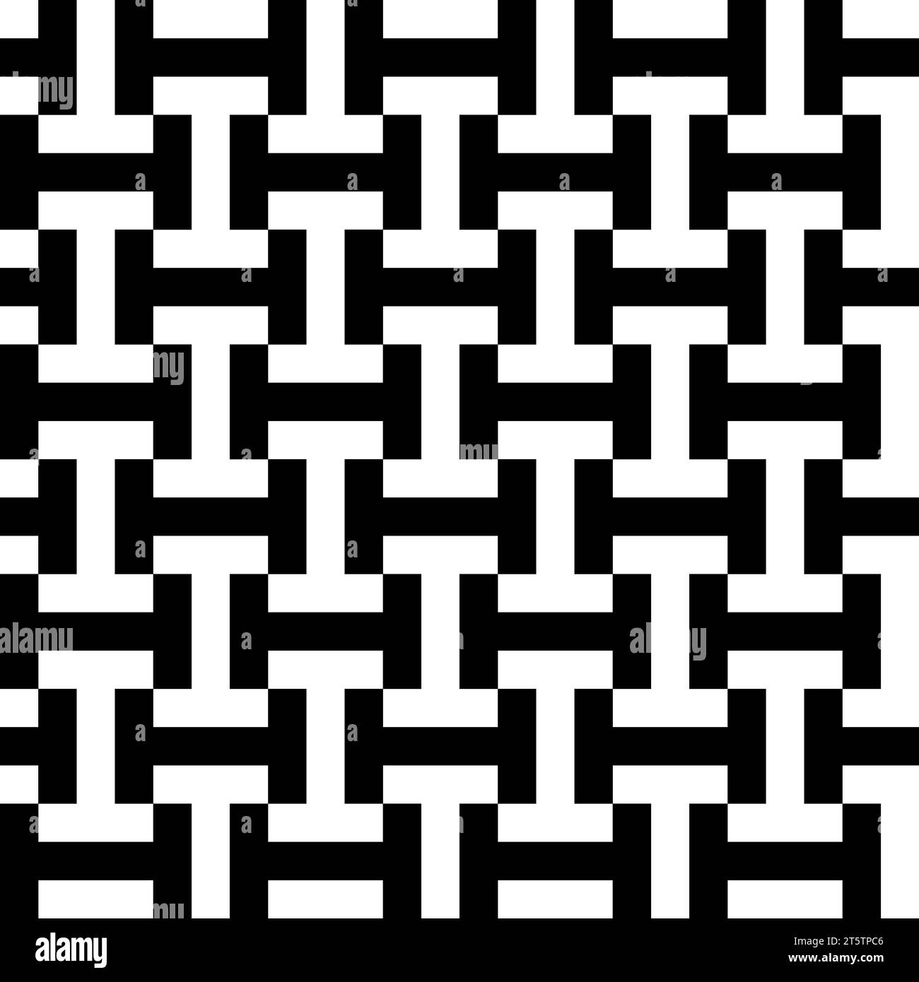 Seamless pattern with geometric motifs in black and white Stock Photo
