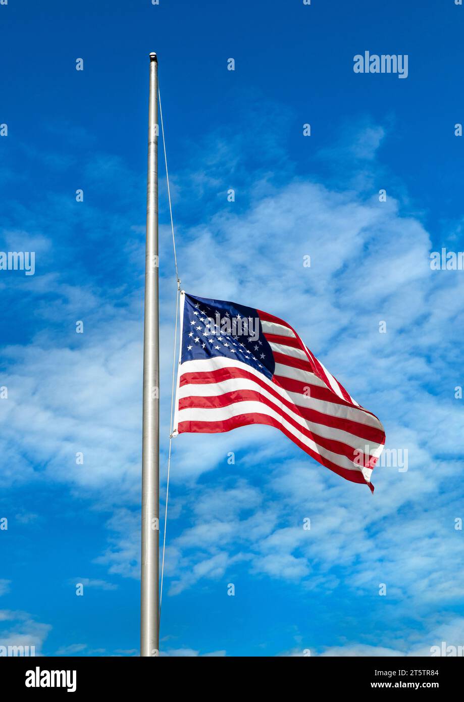 The American flag flies at half mast Stock Photo Alamy