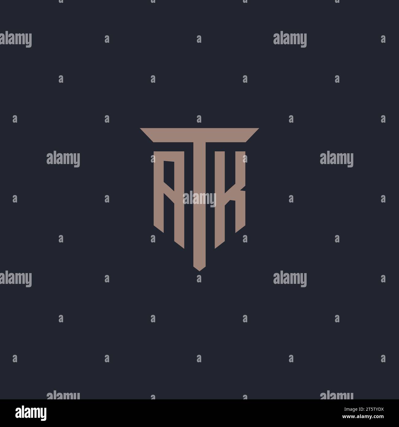 AK initial logo monogram with pillar icon design vector Stock Vector