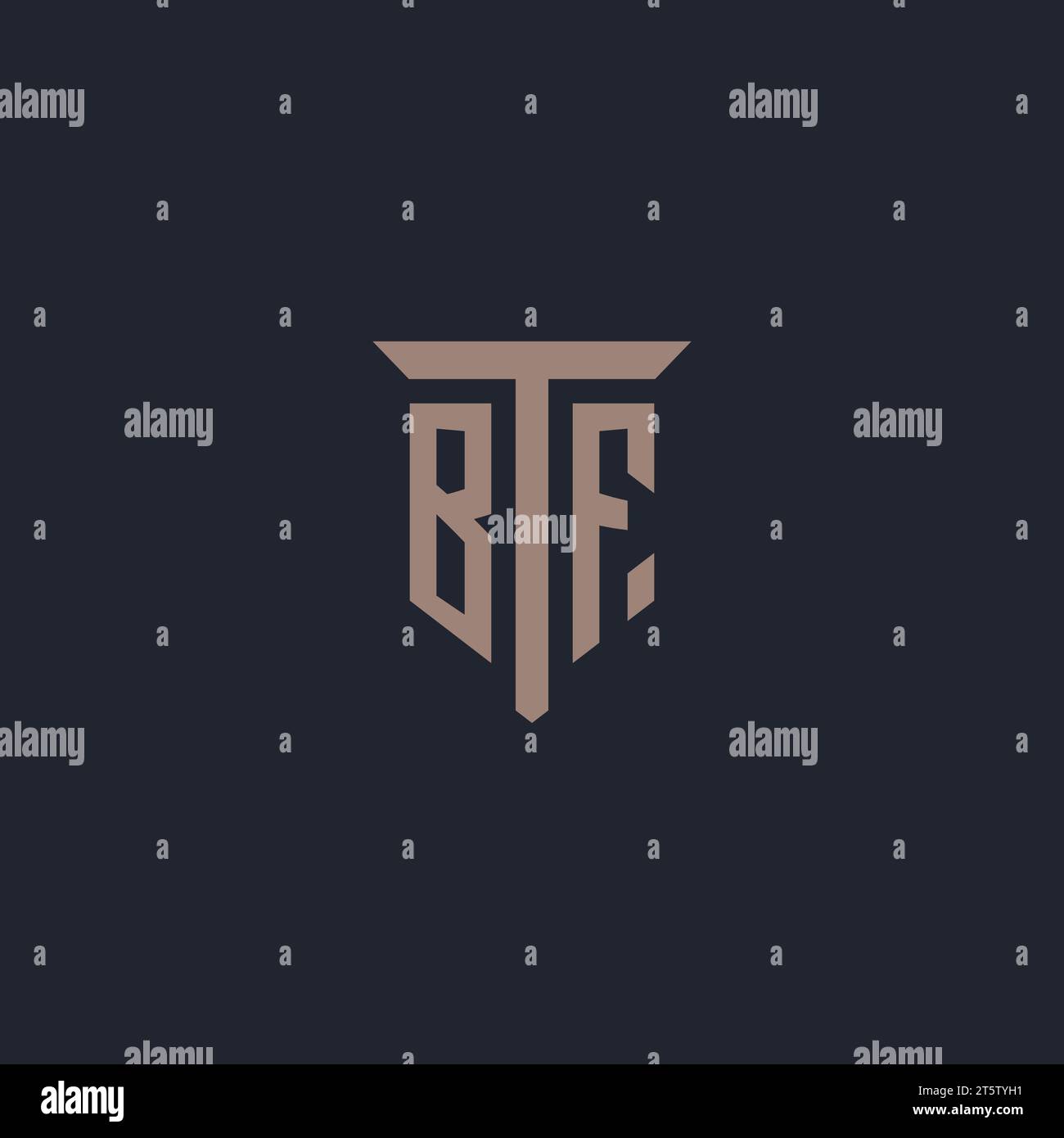 BF initial logo monogram with pillar icon design vector Stock Vector