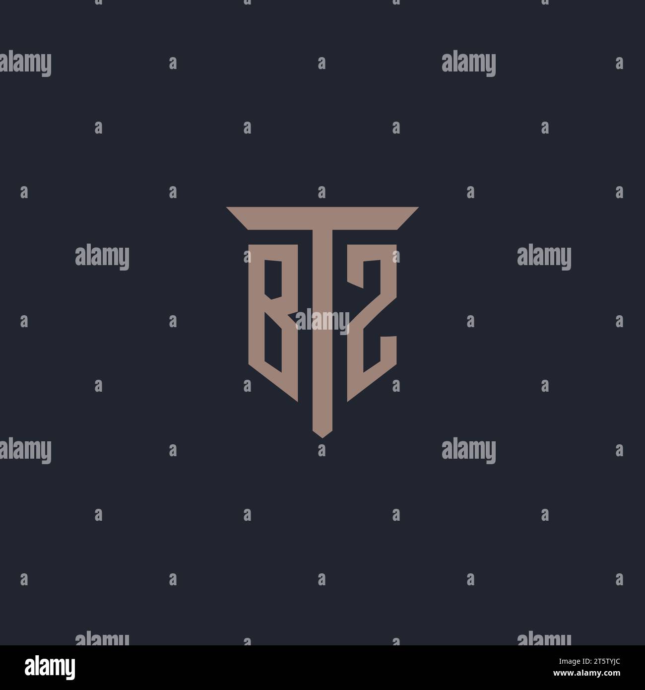 BZ initial logo monogram with pillar icon design vector Stock Vector