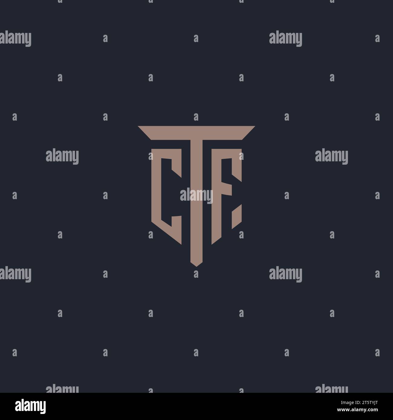 CF initial logo monogram with pillar icon design vector Stock Vector